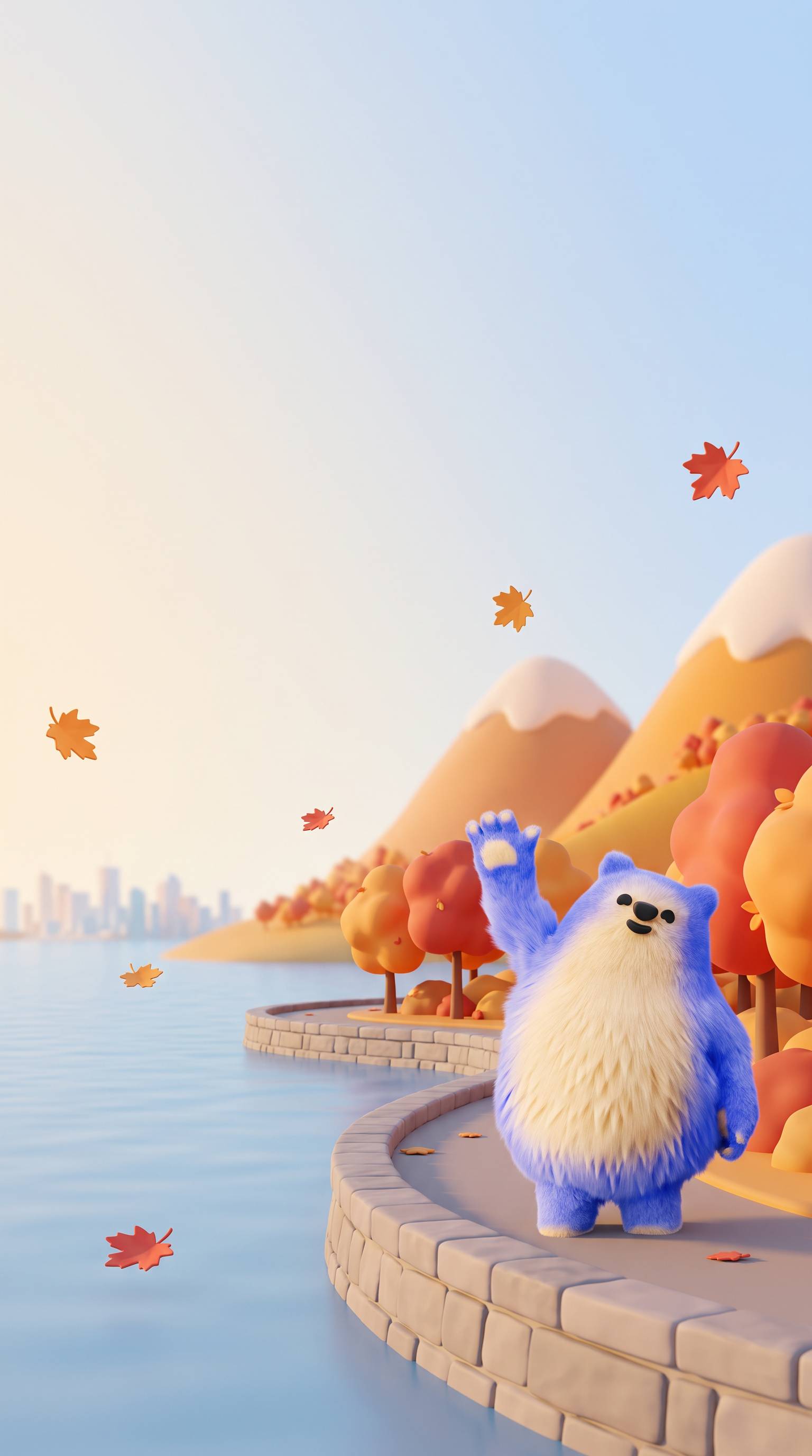 Mo, Alan's blue mascot, with a growing team